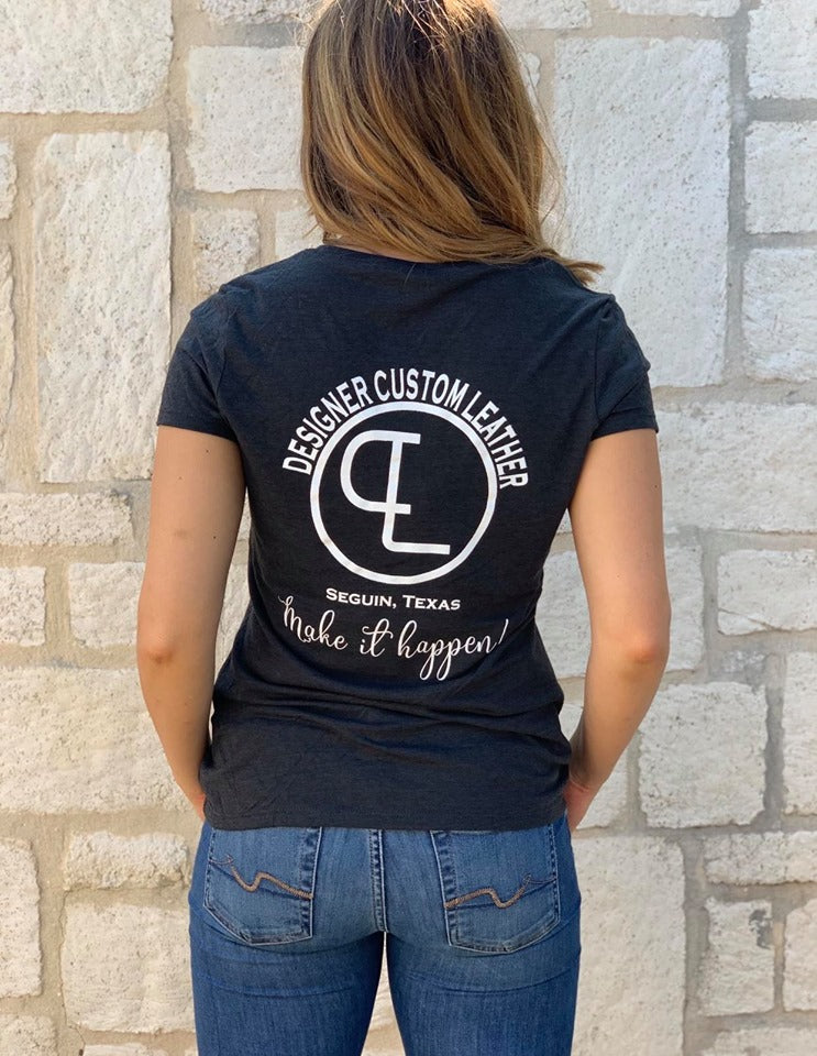 Women's Black and White TShirt Designer Custom Leather