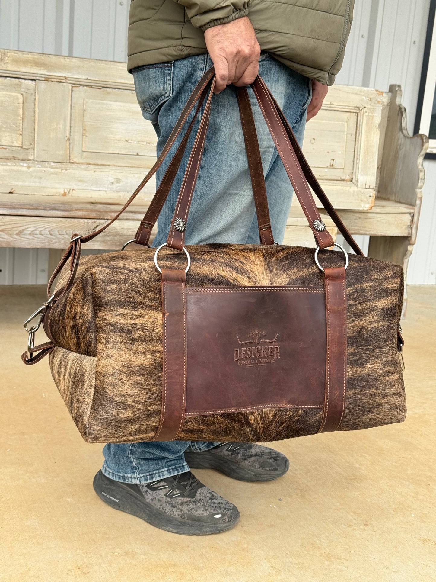 Large Brown Brindle Duffle Bag