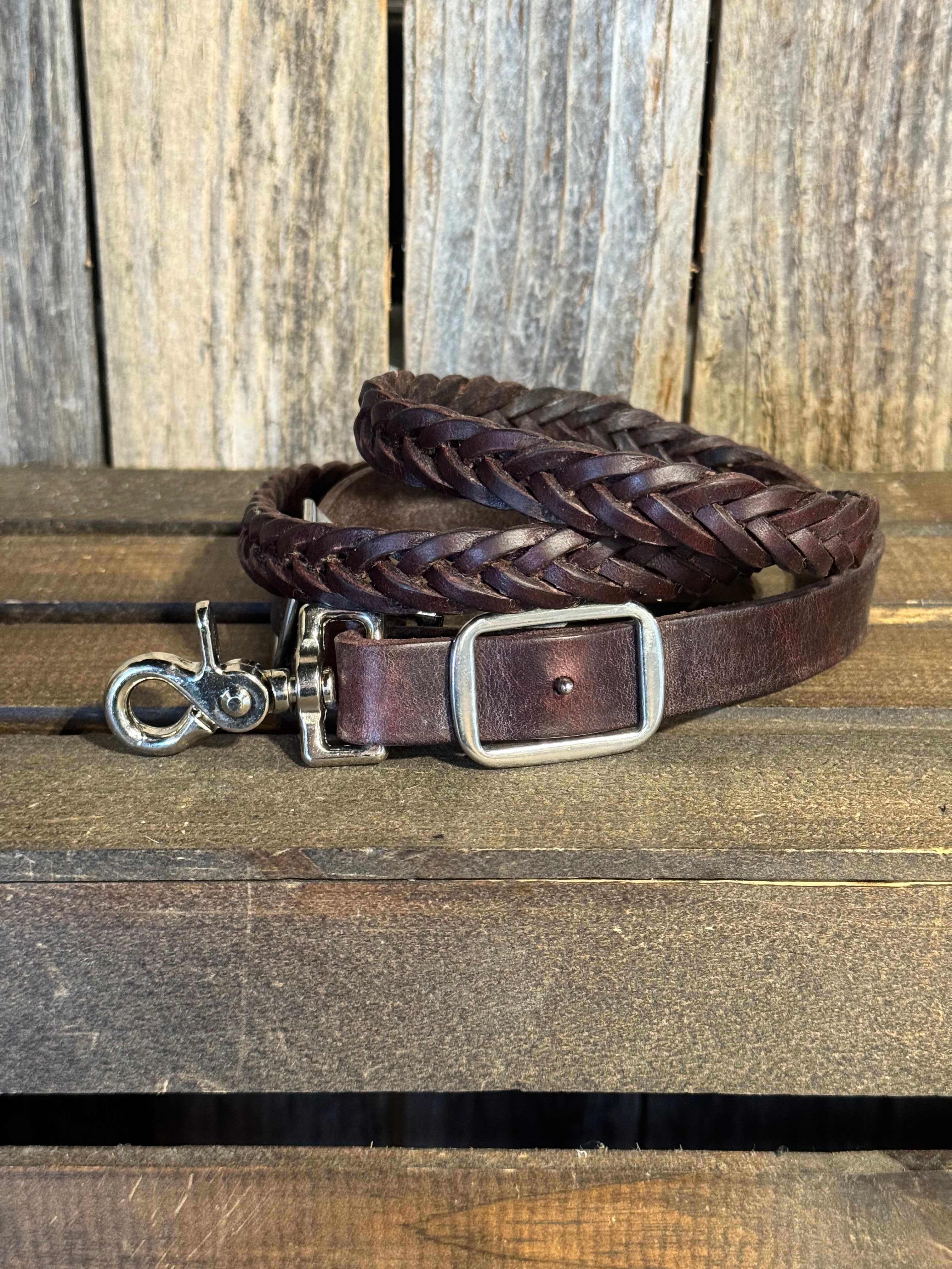 Brown Braided Crossbody Strap