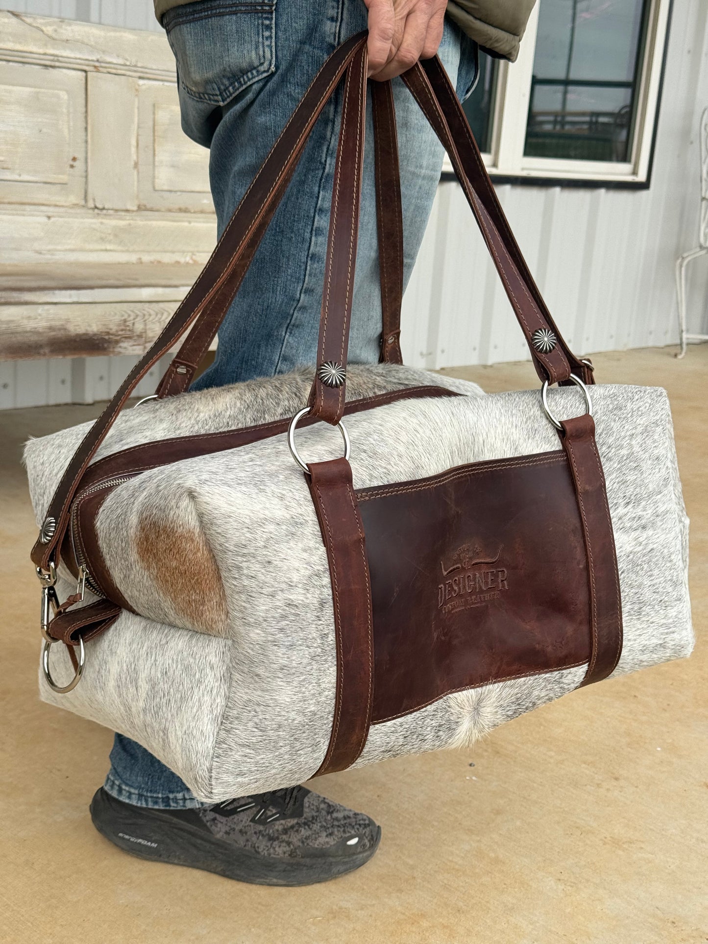 Large Grey Brindle Duffle Bag
