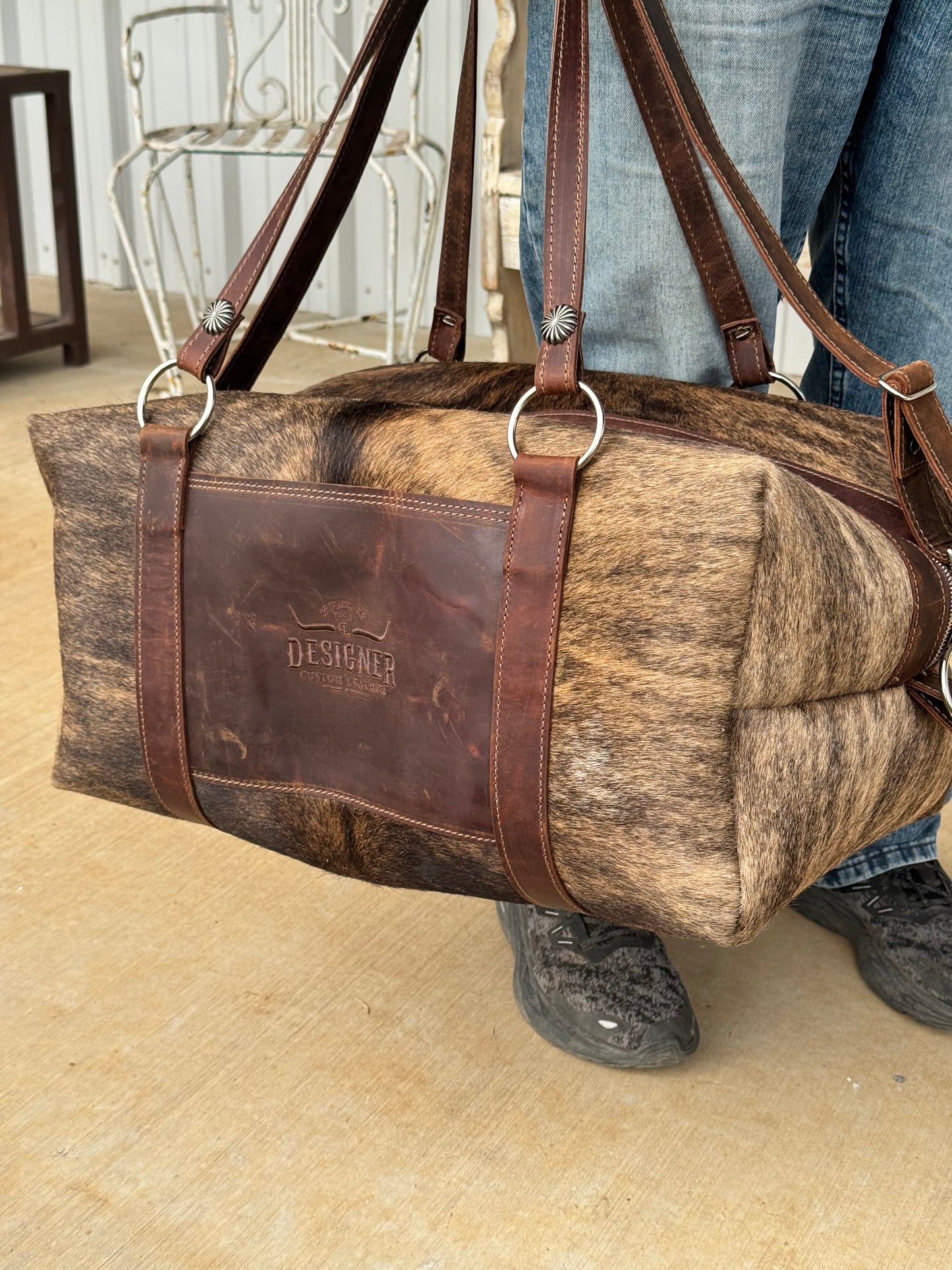 Large Brown Brindle Duffle Bag