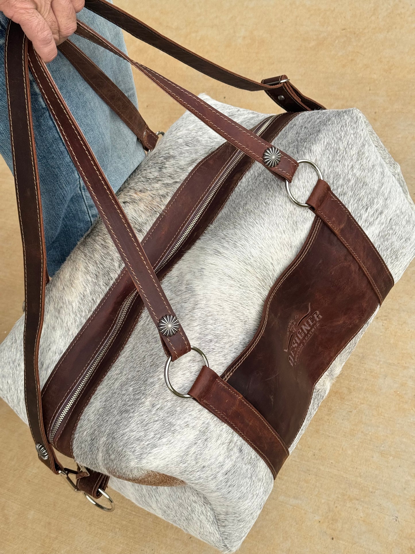 Large Grey Brindle Duffle Bag