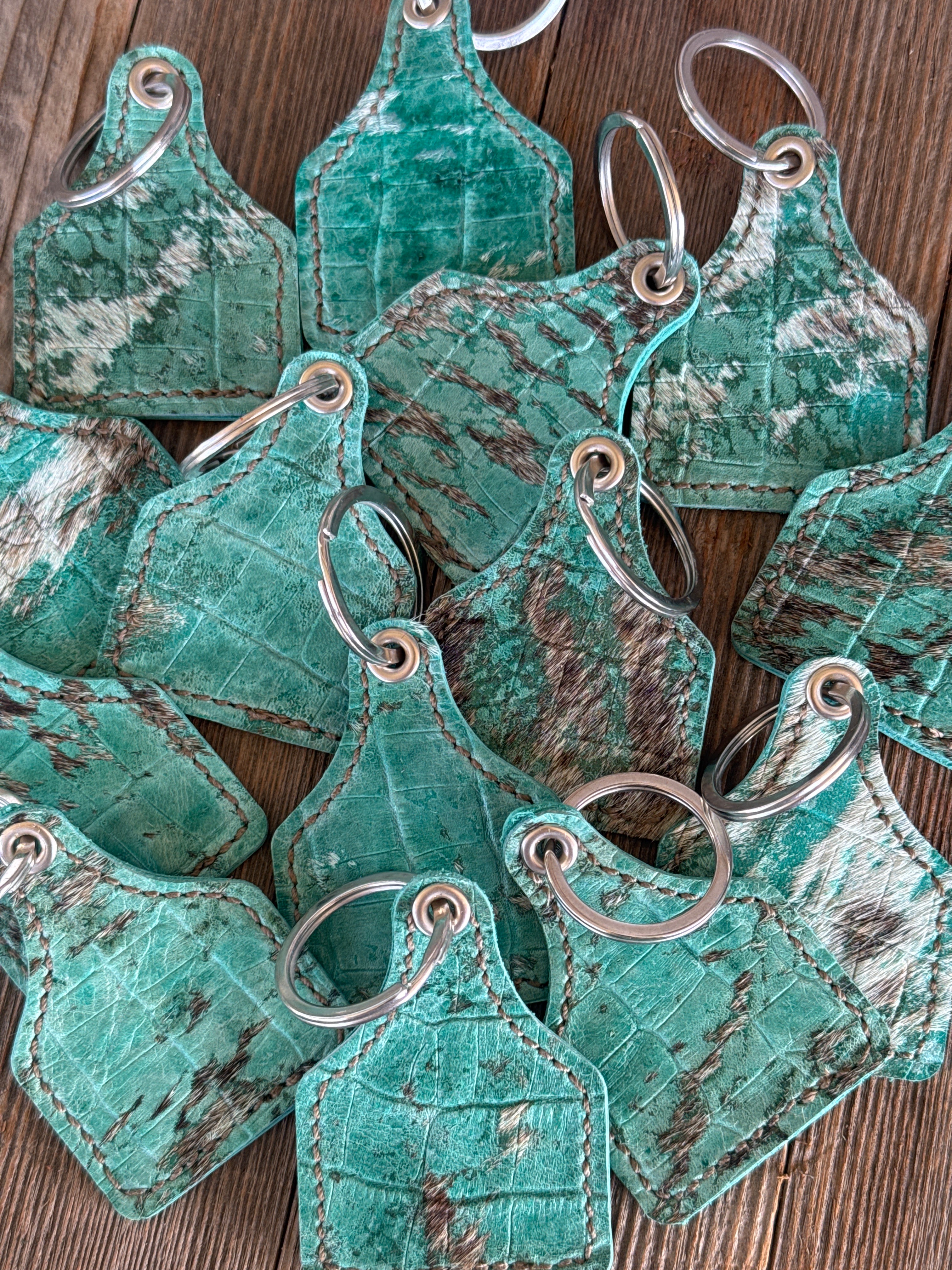 Mystery Turquoise Acid Wash Key Tag