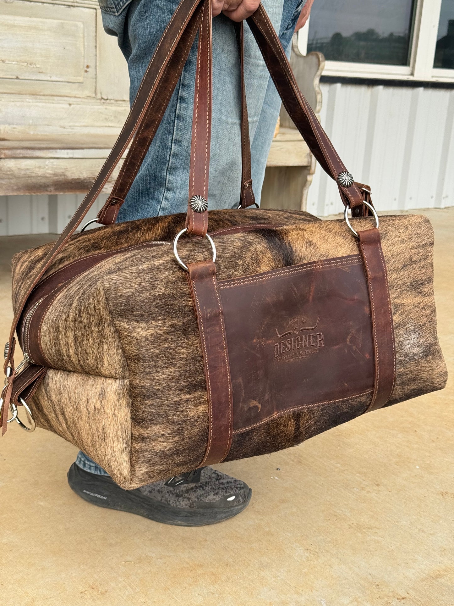 Large Brown Brindle Duffle Bag
