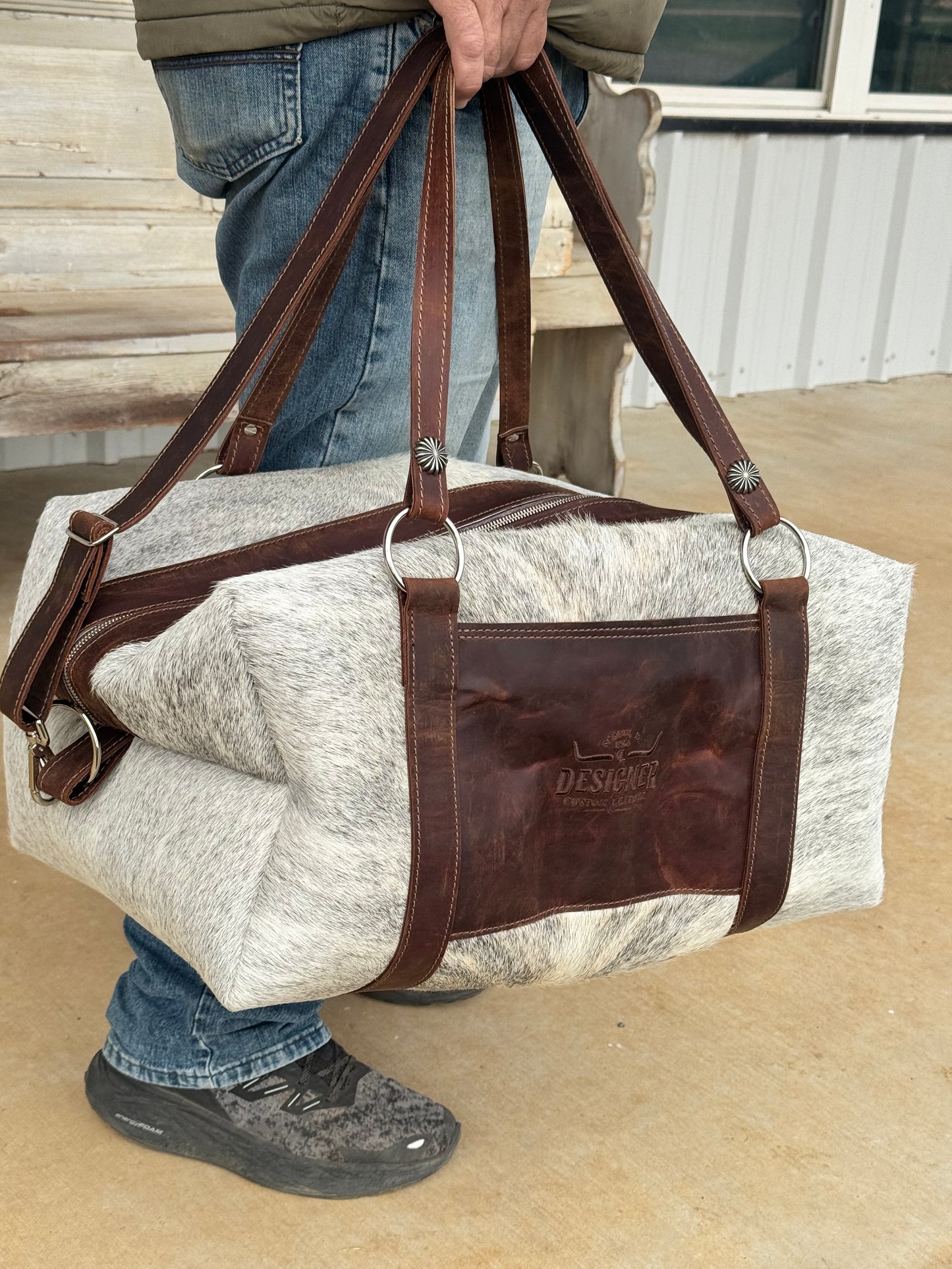 Large Grey Brindle Duffle Bag