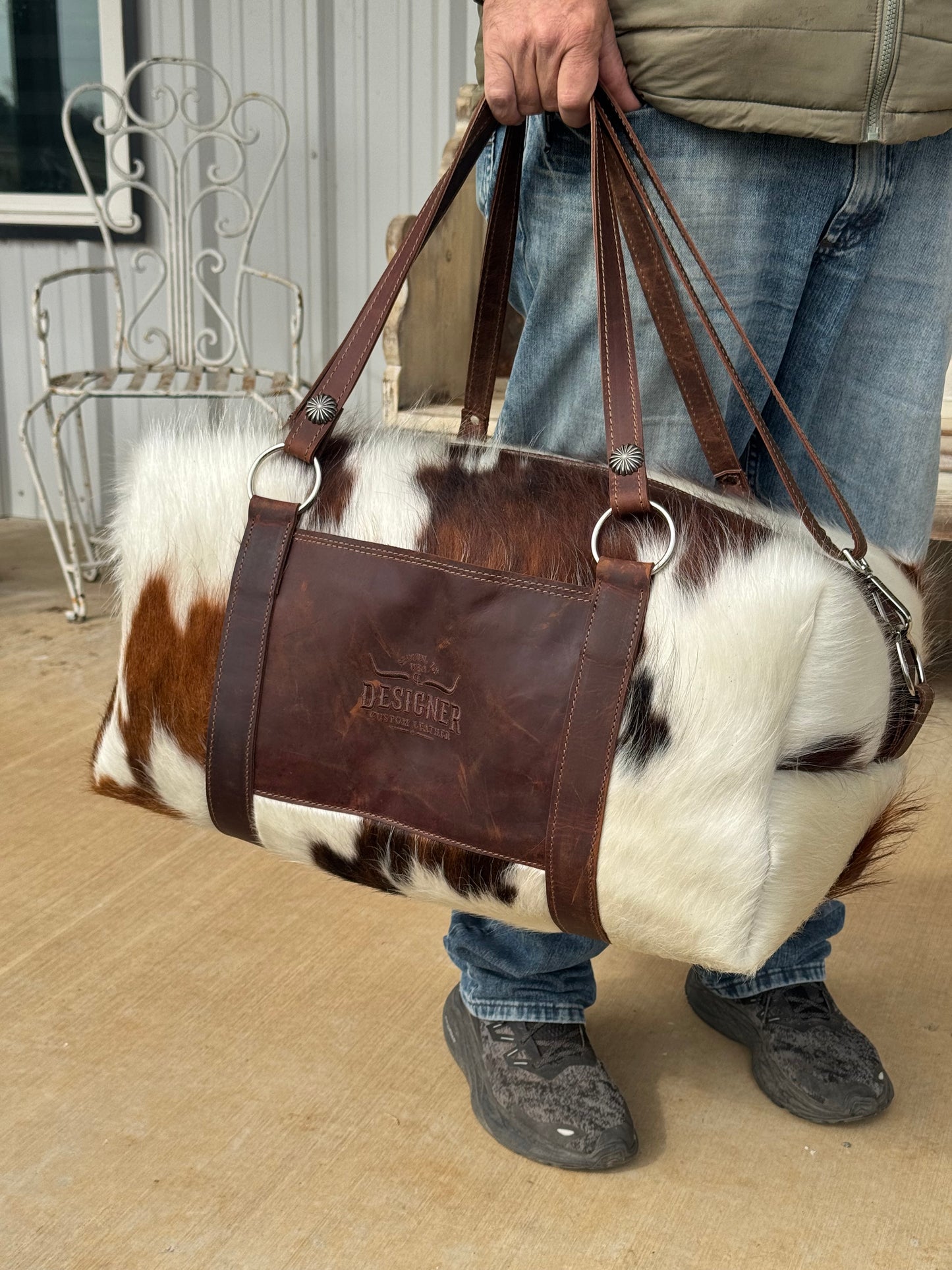 Large Fluffy Tri Color Duffle Bag