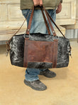 Large Black and White Longhorn Duffle Bag