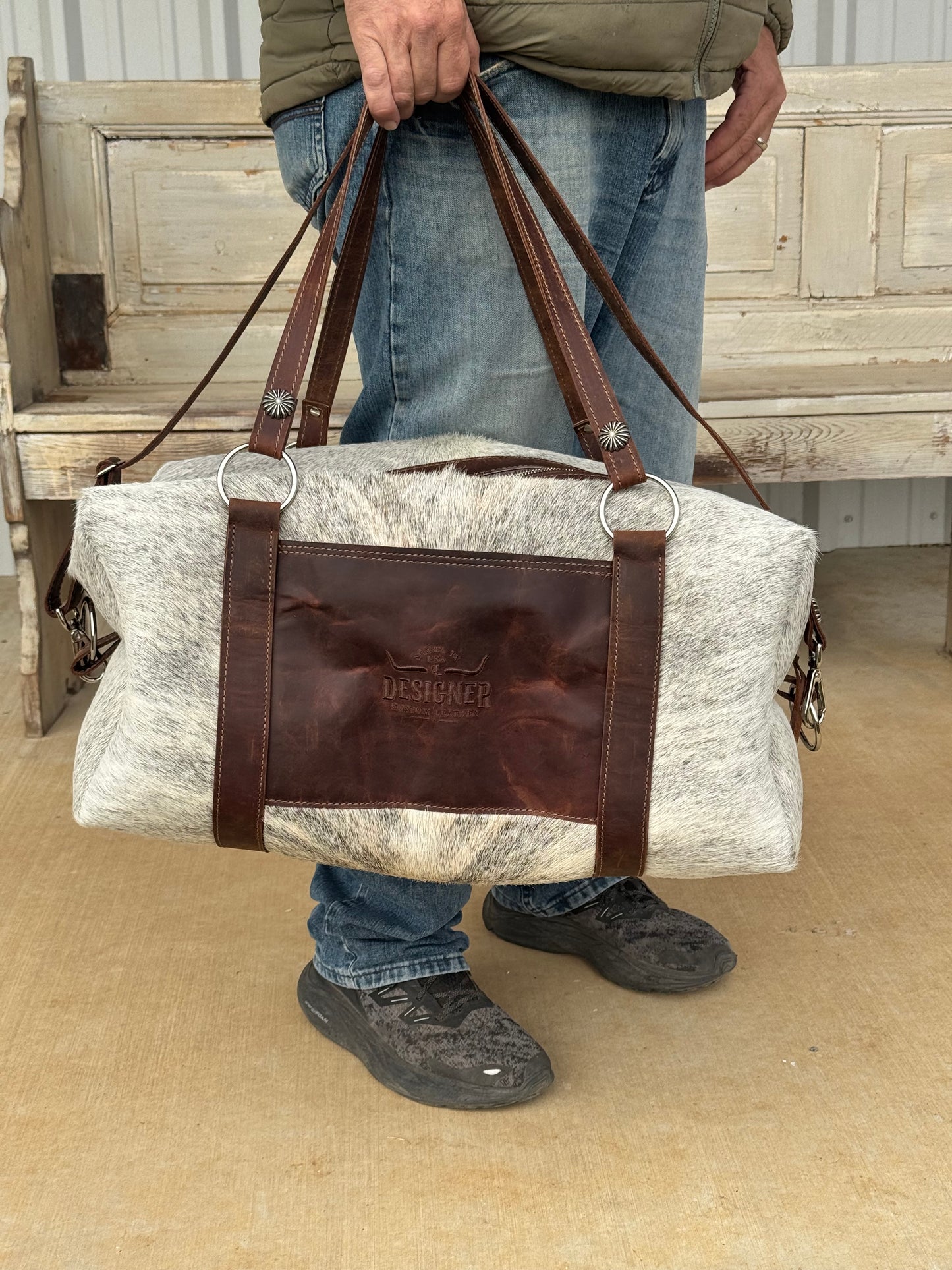 Large Grey Brindle Duffle Bag