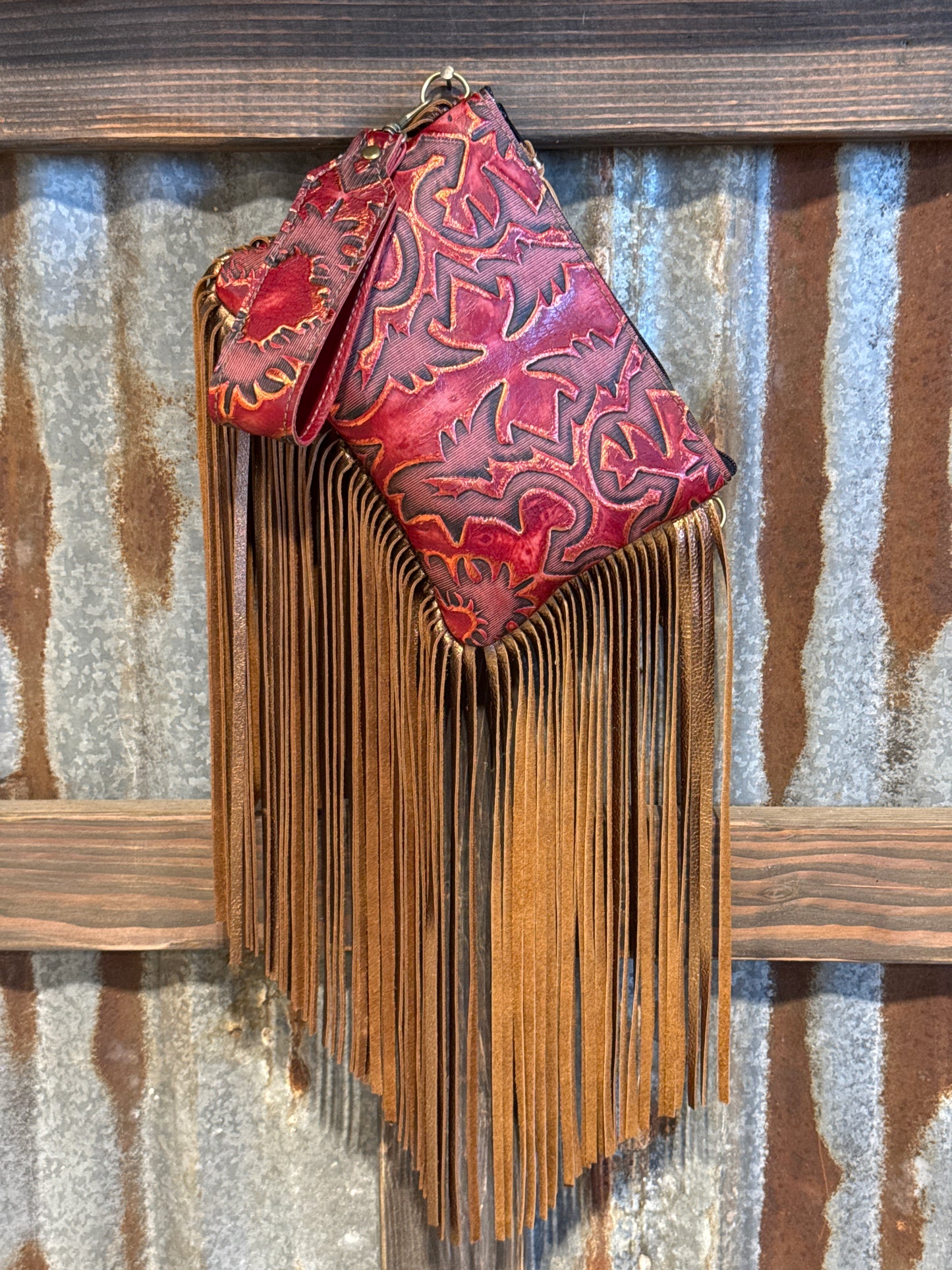 Red Laredo Mother Bucker Set with Fringe