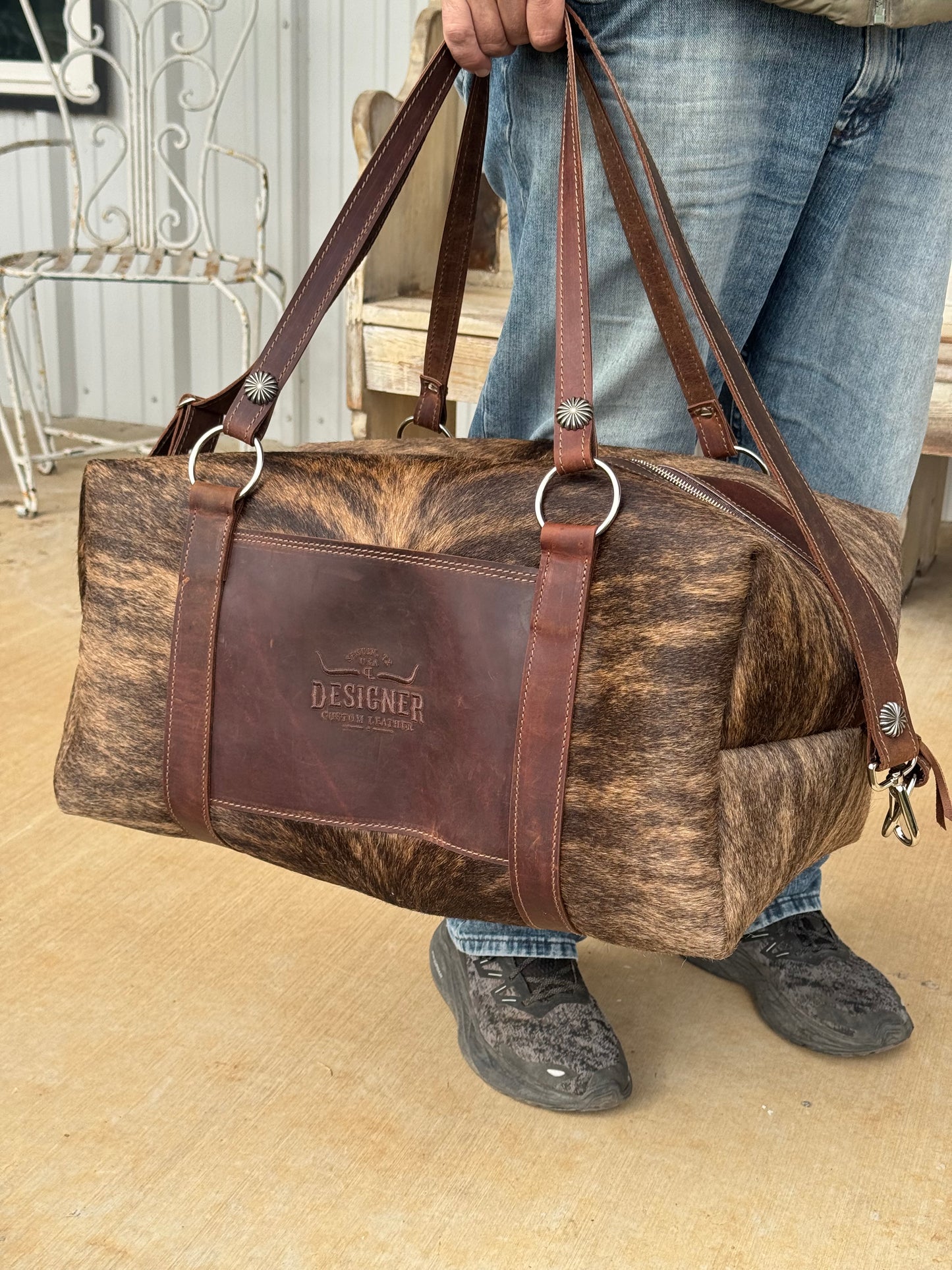 Large Brown Brindle Duffle Bag