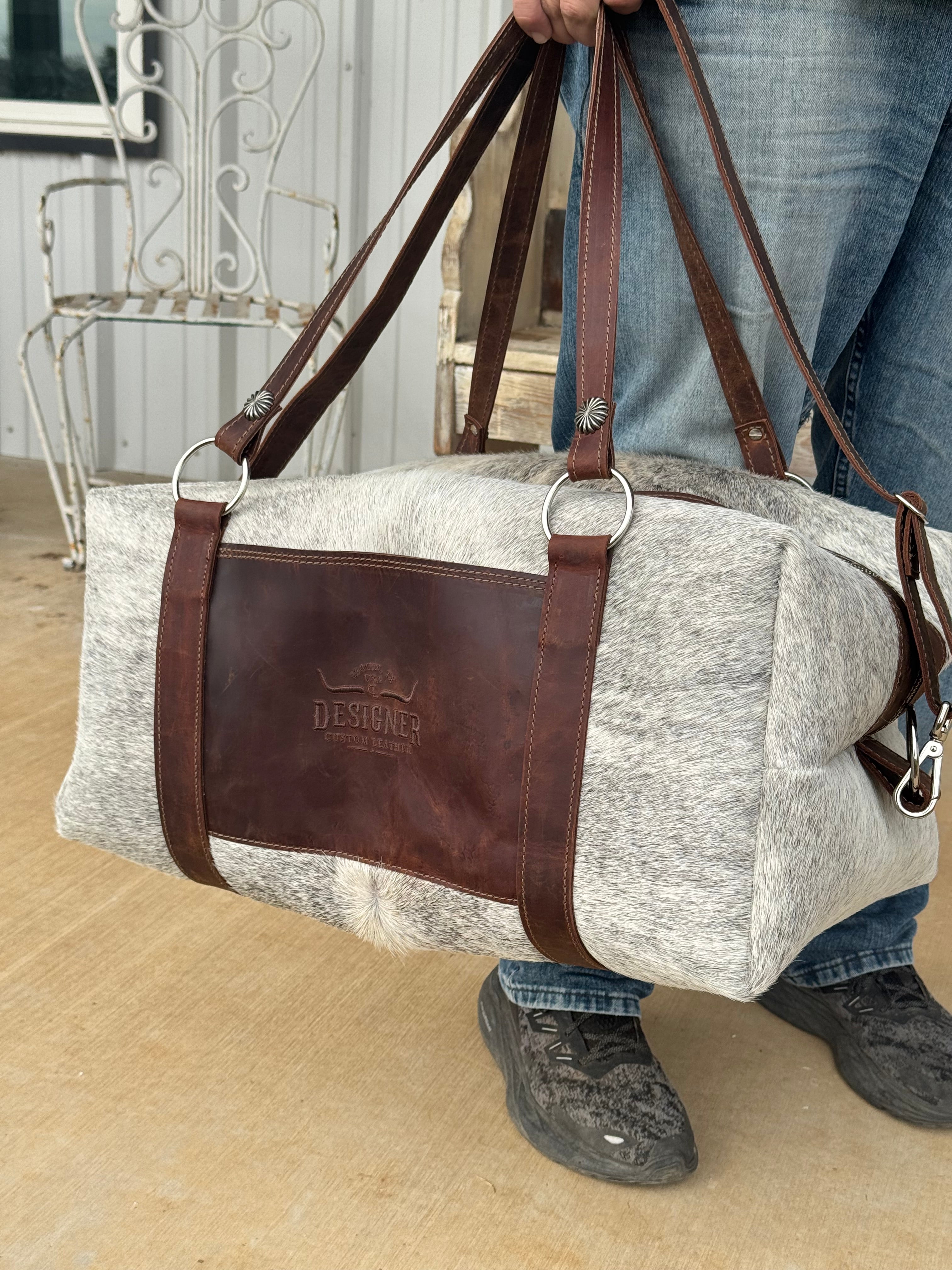 Large Grey Brindle Duffle Bag