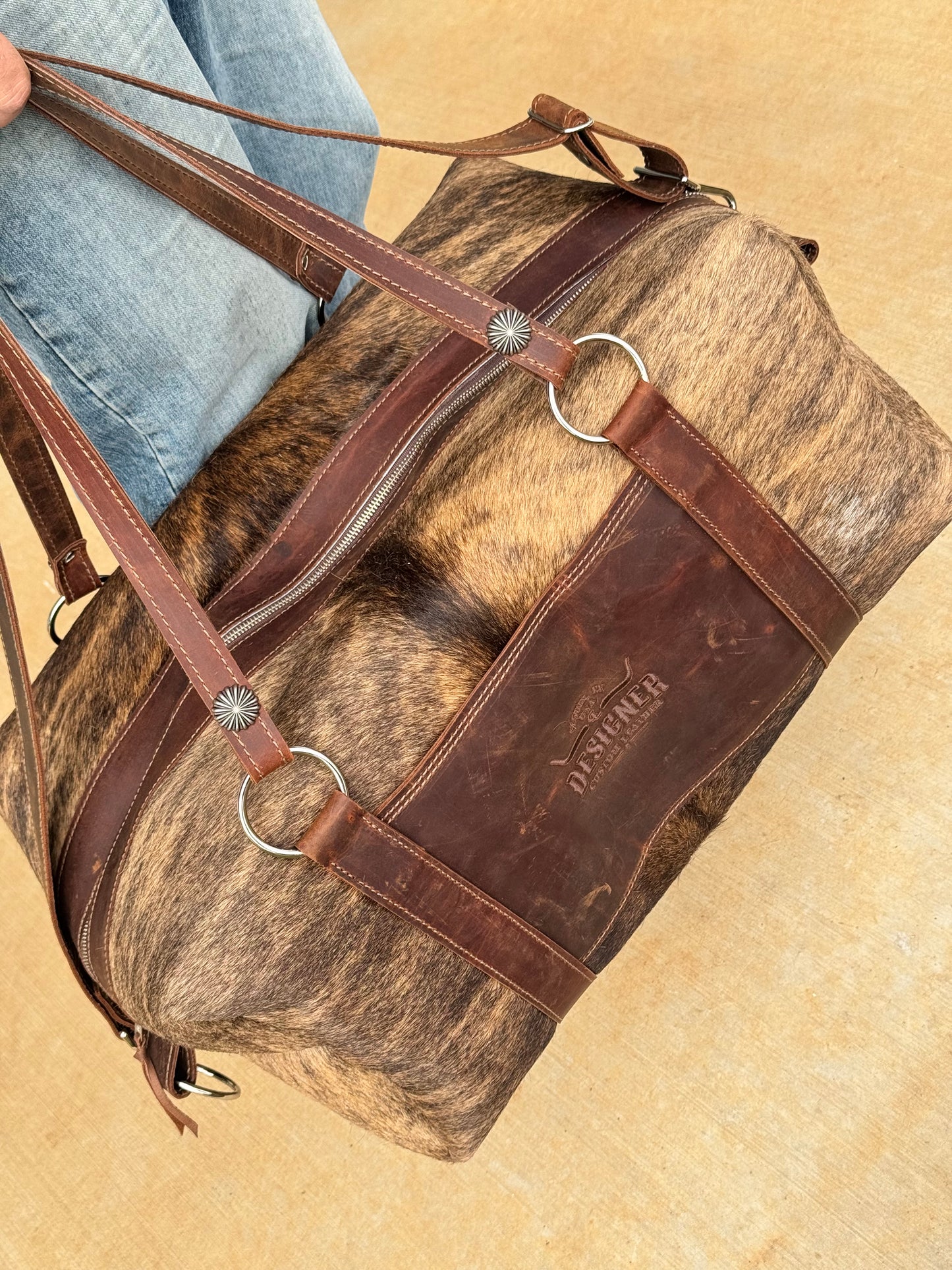Large Brown Brindle Duffle Bag