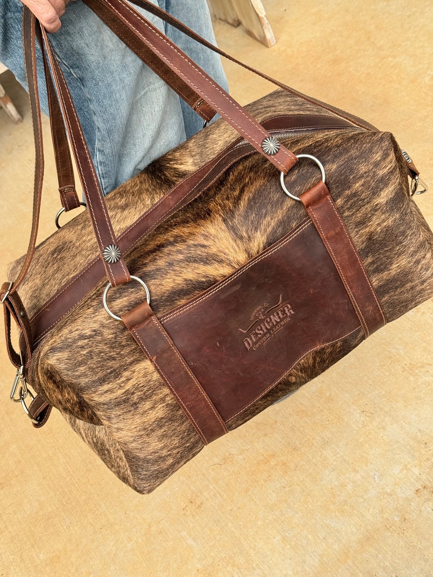 Large Brown Brindle Duffle Bag
