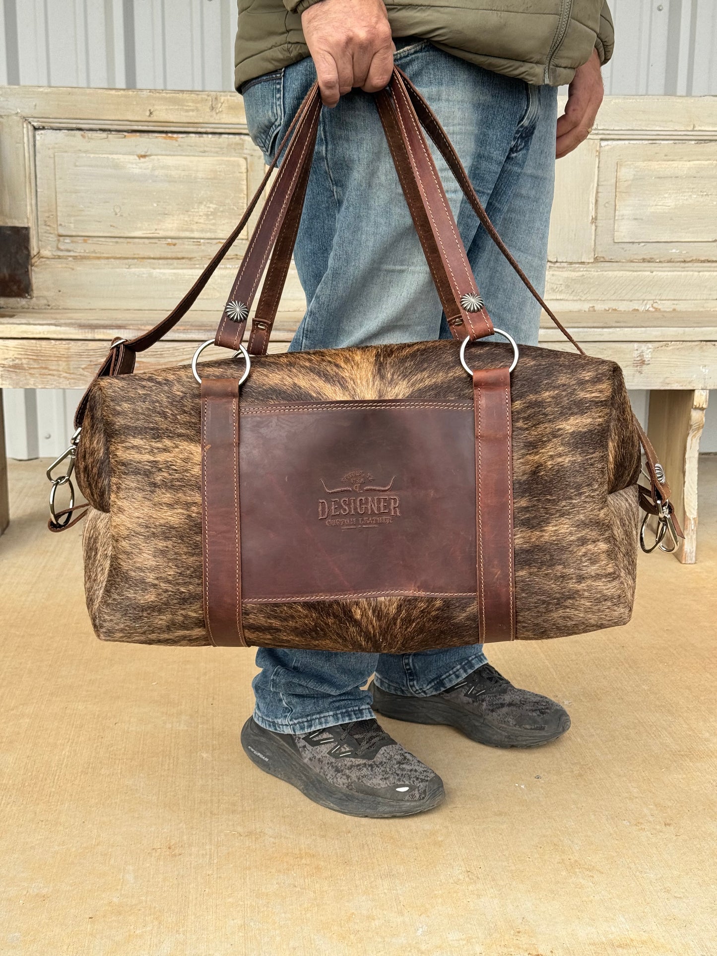 Large Brown Brindle Duffle Bag