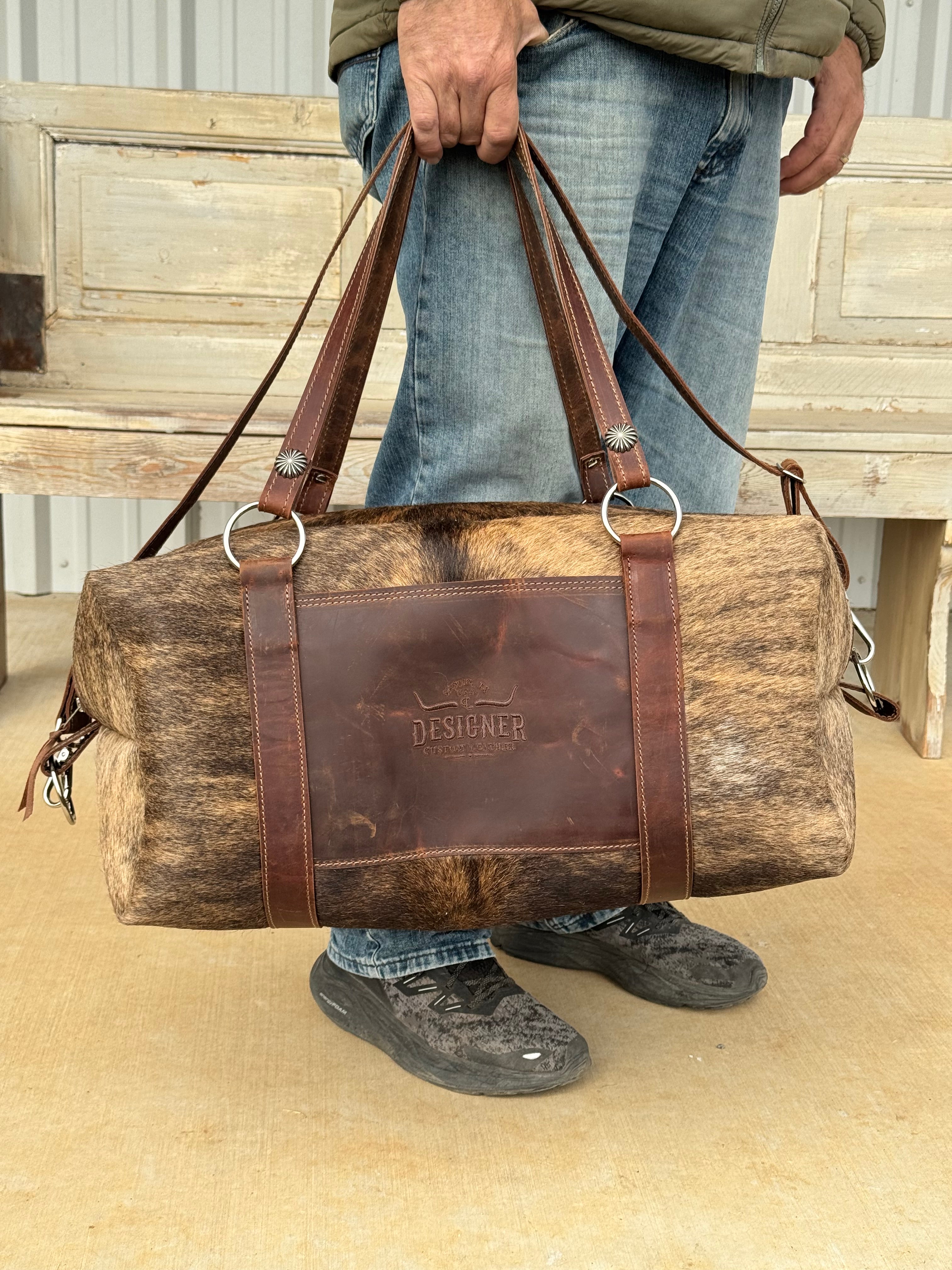 Large Brown Brindle Duffle Bag
