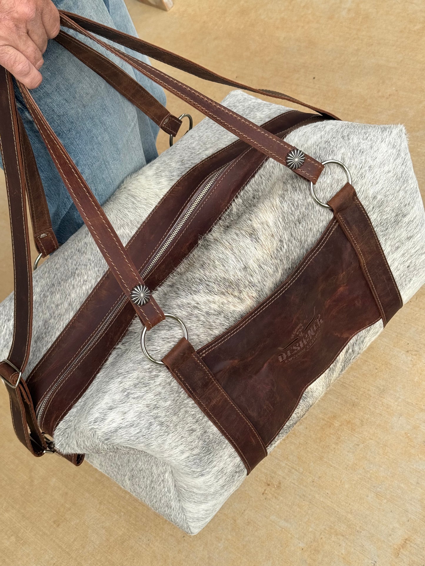 Large Grey Brindle Duffle Bag