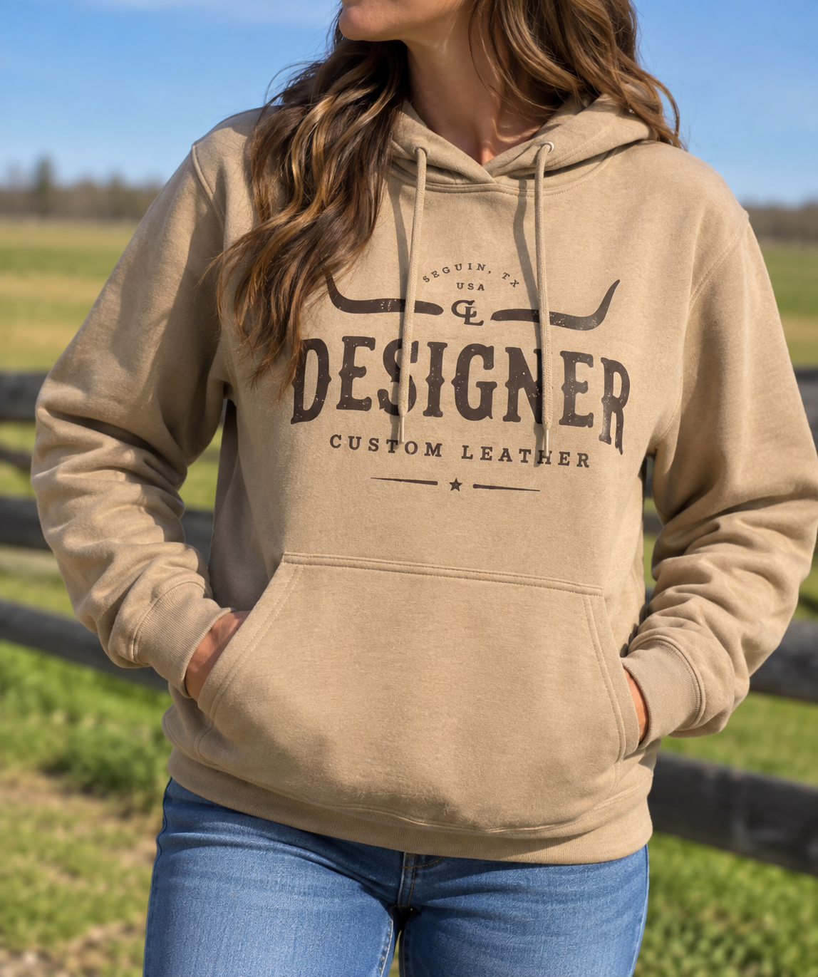 Tan Hoodie with Brown Logo
