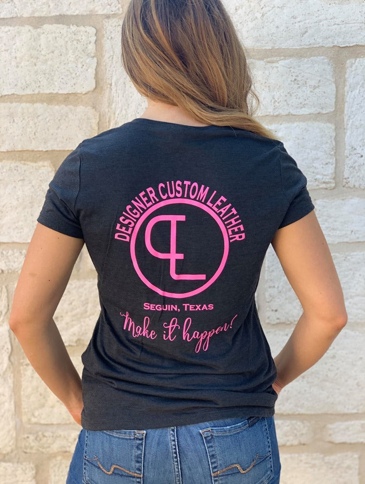 Women's Black and Pink T-Shirt