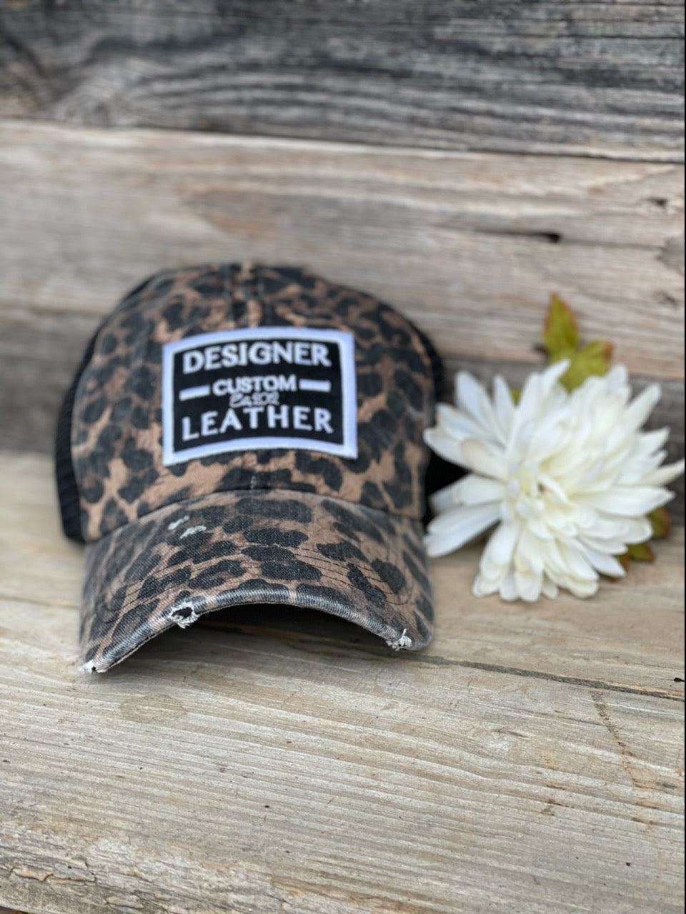 Leopard Cap with Black and White Patch